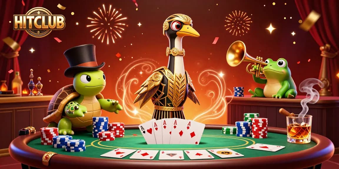 Experience the excitement of HITCLUB with a vibrant illustration depicting a lively speakeasy casino scene.
