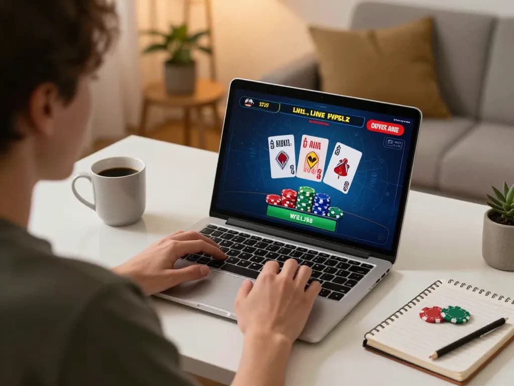 Sunwin player engaging actively in live dealer game on laptop with chips visible