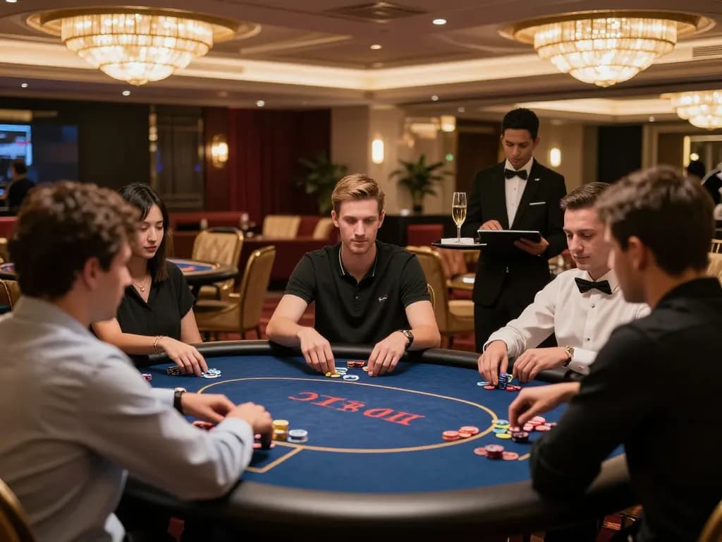 Experience fun79 vip at a lavish poker table with players strategizing for wins.