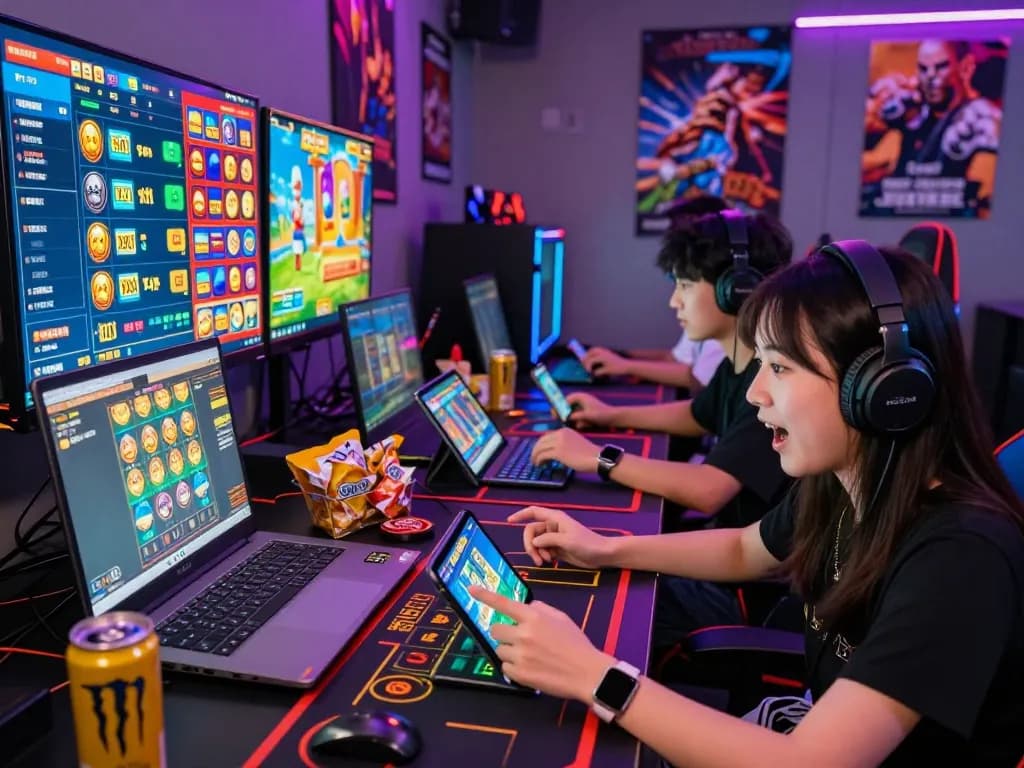 Engaged players at https://max79.guru/ enjoying exciting online gaming and betting experience in a lively atmosphere.