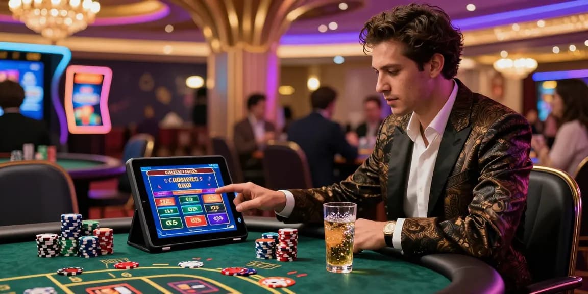 Player enjoying gaming experience at credit card casinos with vibrant atmosphere.