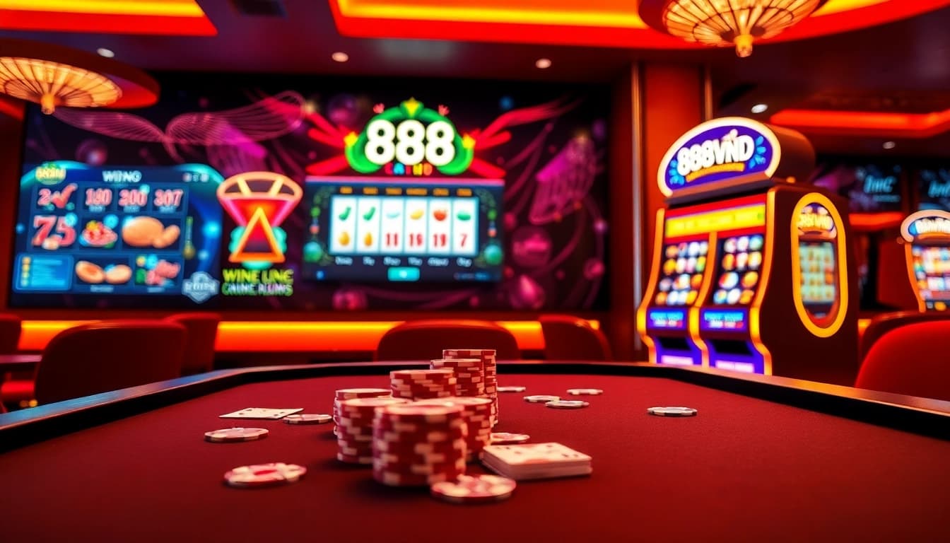 Experience the excitement at 888VND with lively casino action and vibrant gaming elements.