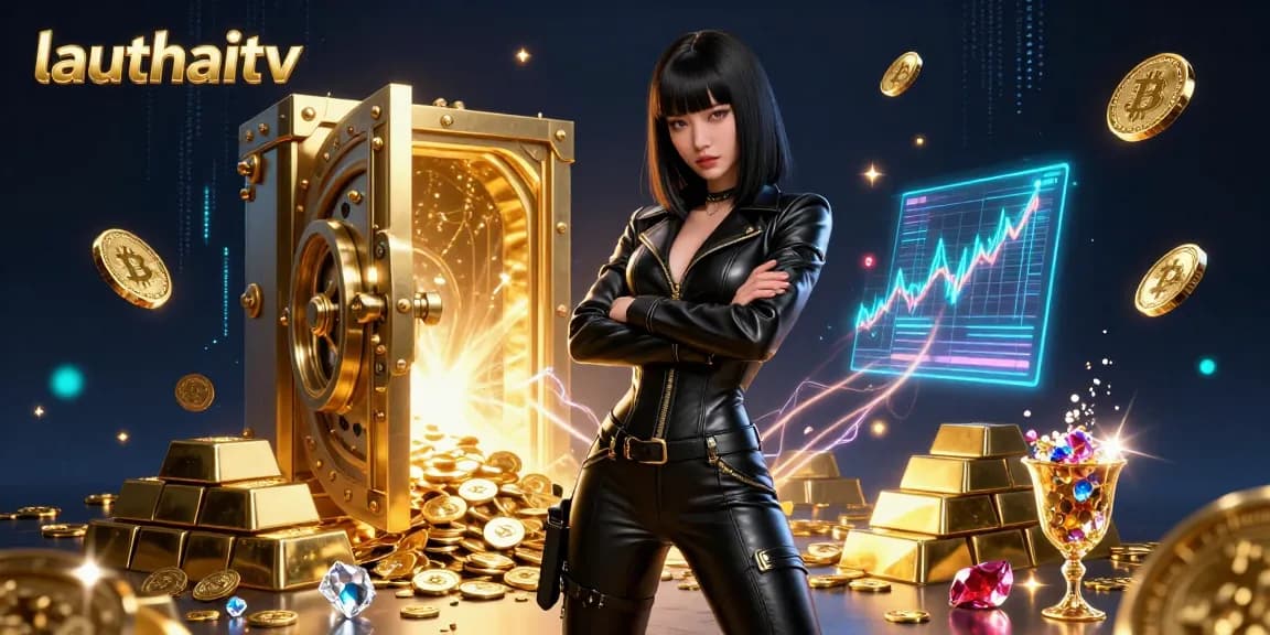 Engage with lauthaitv's immersive online gambling experience, showcasing virtual assets and vibrant energy.