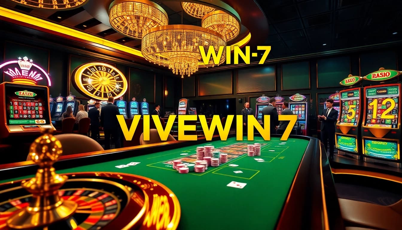 Experience excitement at VIPWIN 24 7 with interactive casino games and a sleek poker table.