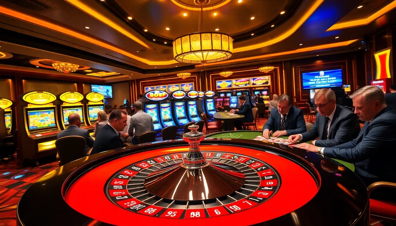 Winning players enjoying table games at 888P casino with vibrant visuals and luxurious ambiance.
