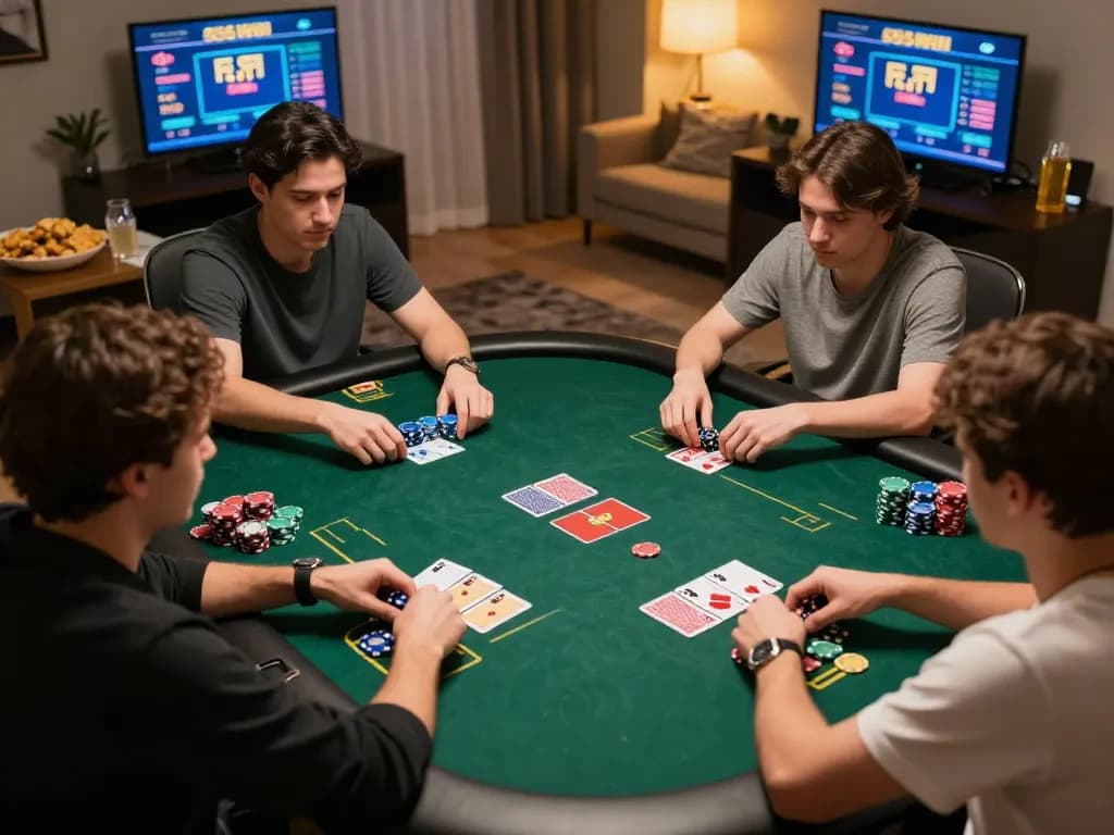 Players strategizing their bets while enjoying poker action on 555win's online platform
