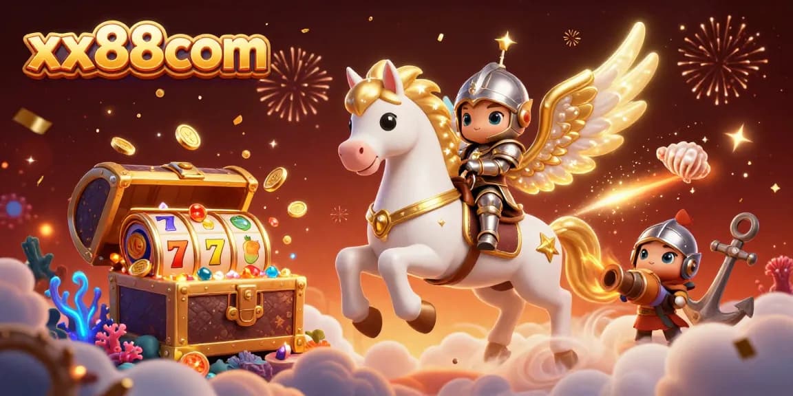 Experience thrilling gameplay at xx88com with stunning visuals featuring a celestial knight and dynamic slot elements.