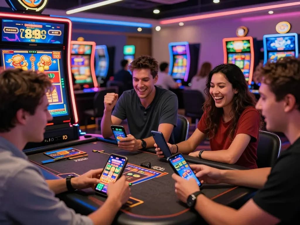Engaging scene of players enjoying 789club games in a vibrant casino environment