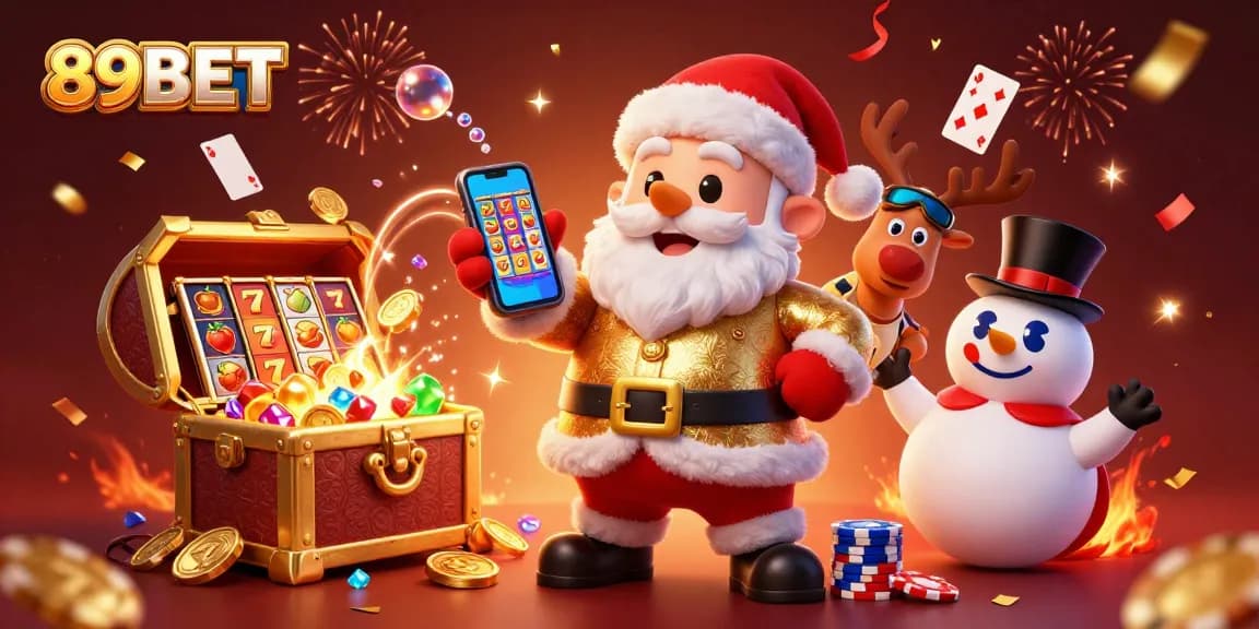 Experience big wins with 89BET in this vibrant casino-themed scene featuring animated characters and gaming elements.