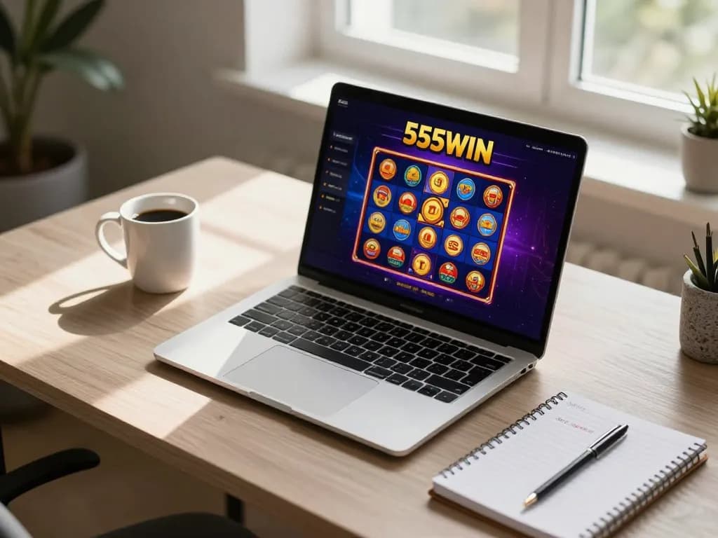 Engaging online gaming experience on 555WIN platform with colorful slot graphics.