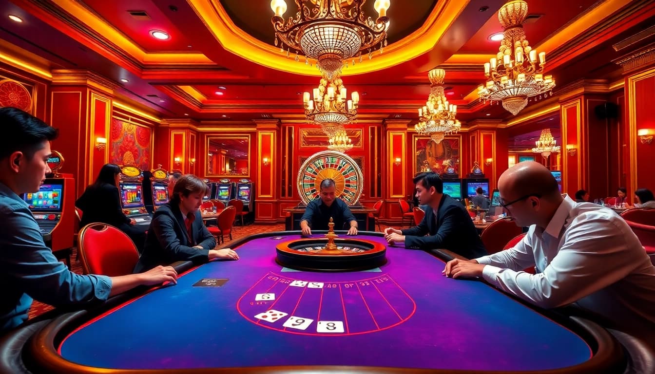 Experience the excitement of gambling at https://gg88.cn.com/ with vibrant casino visuals, poker chips, and lively players.