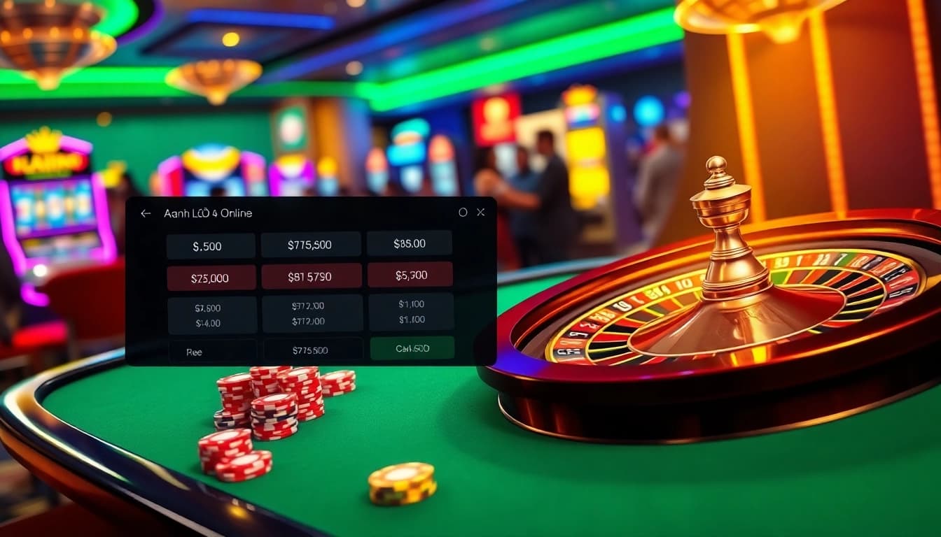 Engaging online gambling scene for Đánh Lô Đề Online with a luxurious casino ambiance.