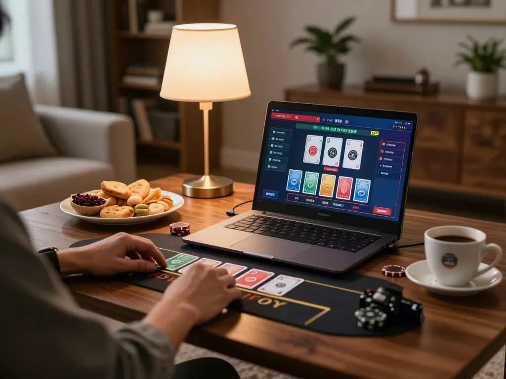 Player engaged in online blackjack at 23win with elegant setup and gaming interface