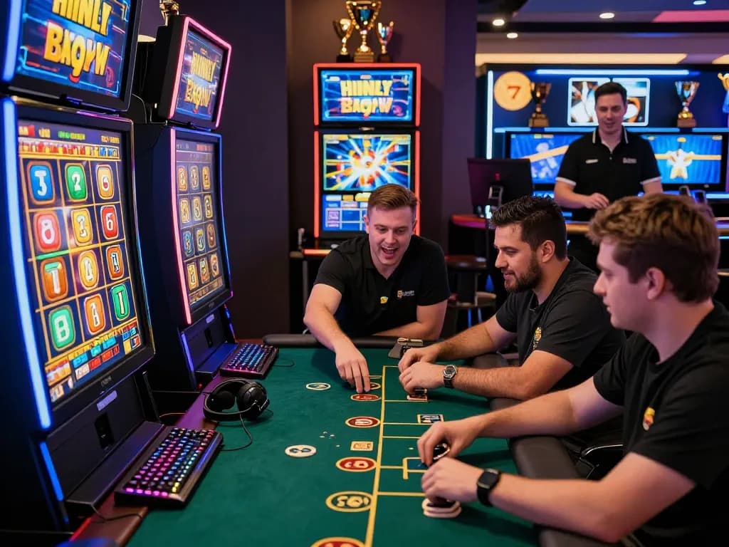 Dynamic gaming scene of MM88 players winning at an online casino.