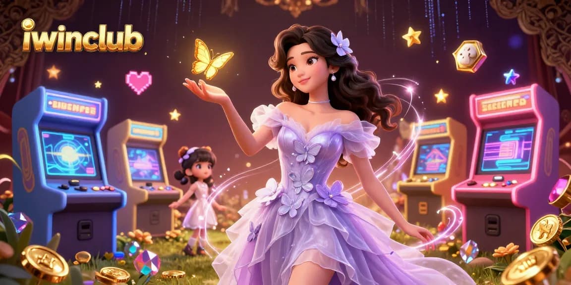 Engage with iwinclub's vibrant gaming scene featuring 3D elements and stunning visuals of Asian women.