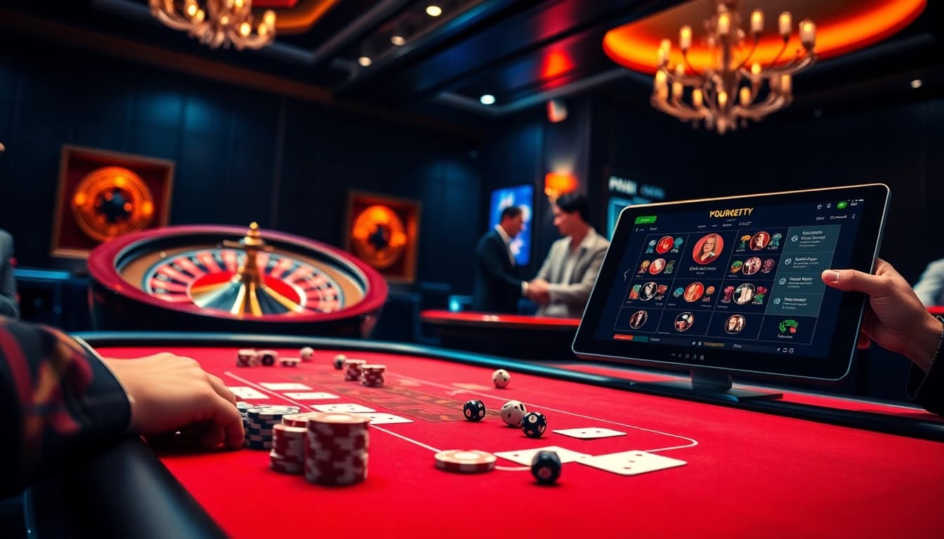 Experience vibrant casino action with bsport at a luxurious poker table.