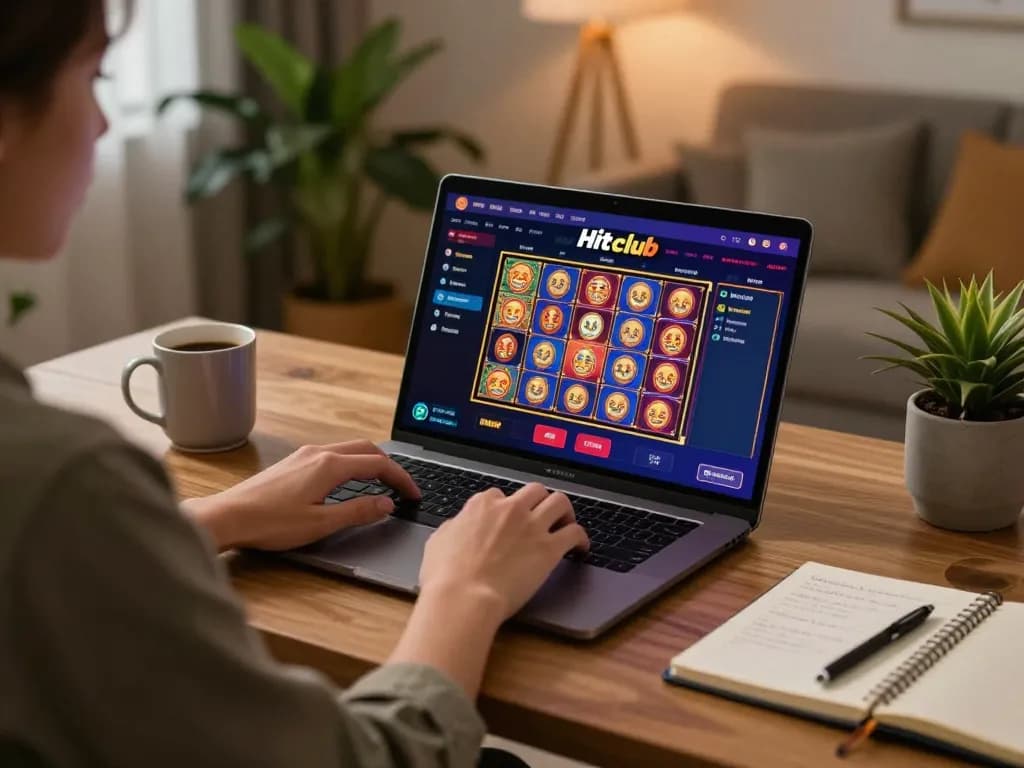 Engaging home online gaming scene with Hitclub display, emphasizing strategic gambling in a cozy atmosphere.
