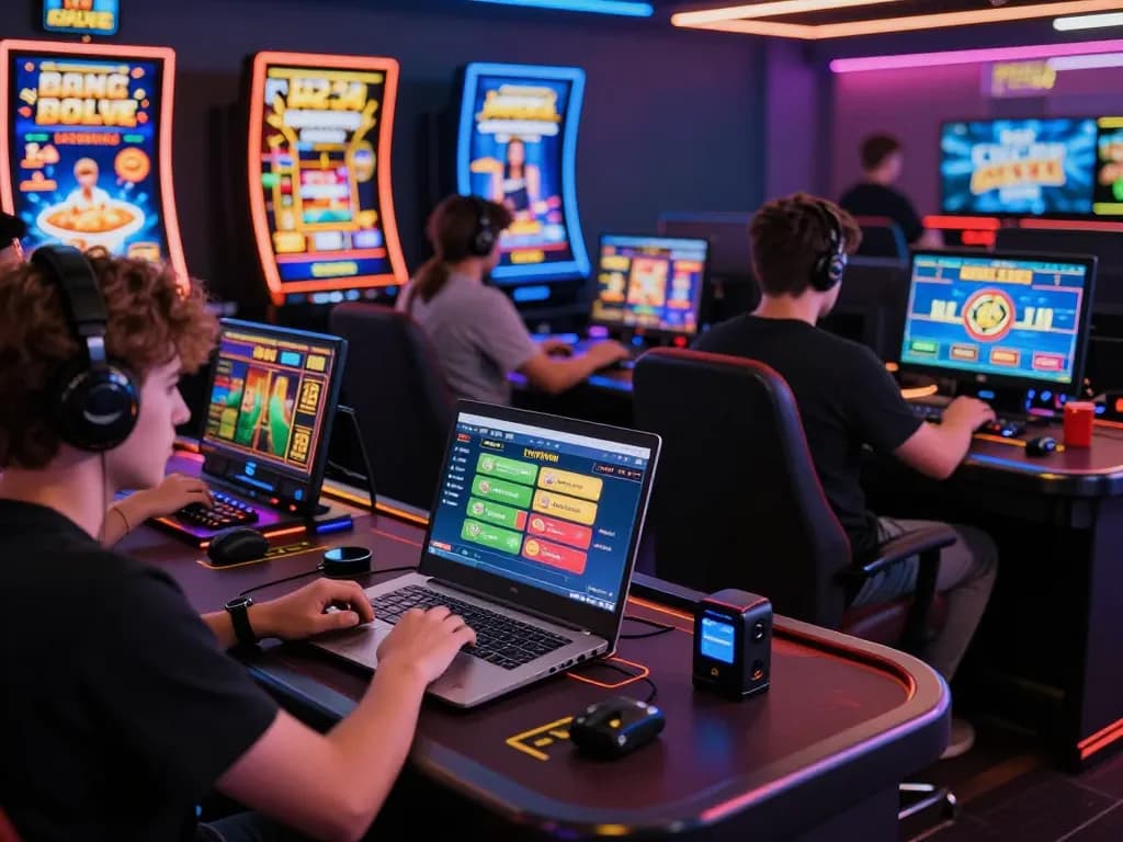 Luckywin gaming scene with players experiencing immersive casino games and sports betting.