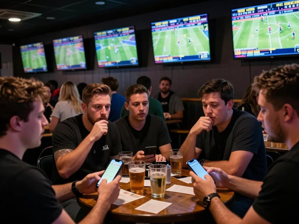 Engaged fans experiencing the thrill of vebo tv sports betting in a lively sports bar