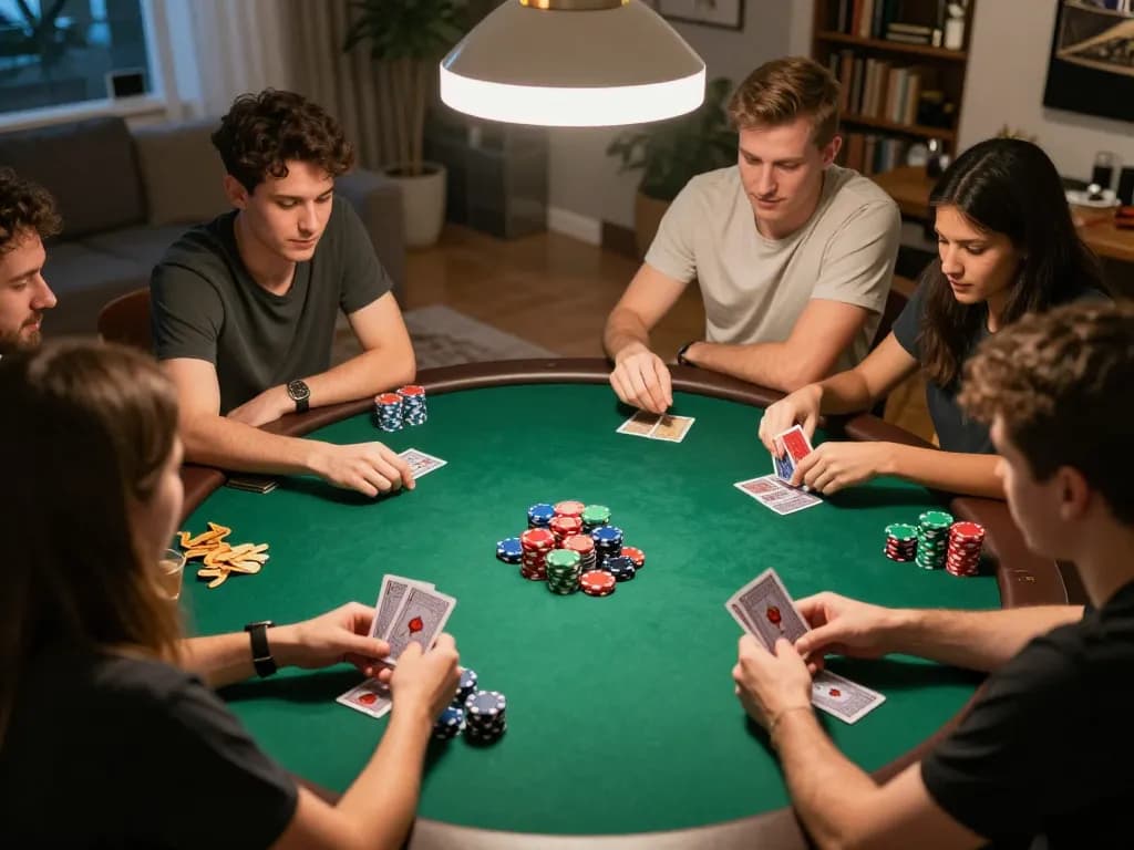 Engage with friends during an exciting poker game at home on okwin.