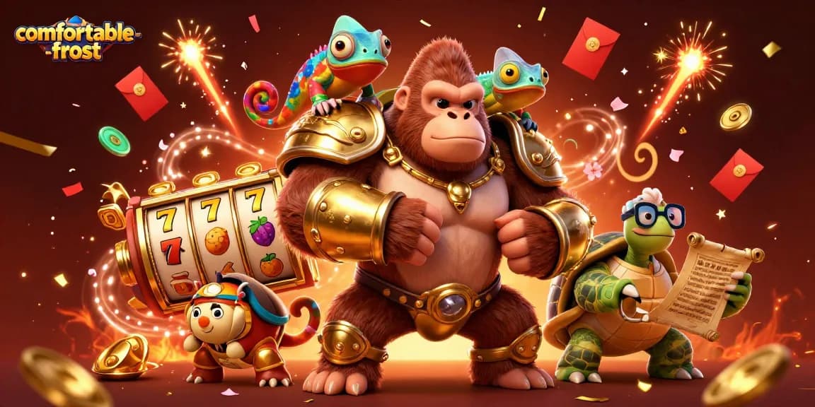 Engage in thrilling gameplay at comfortable-frost with a vibrant 3D scene of a golden gorilla in a casino environment.