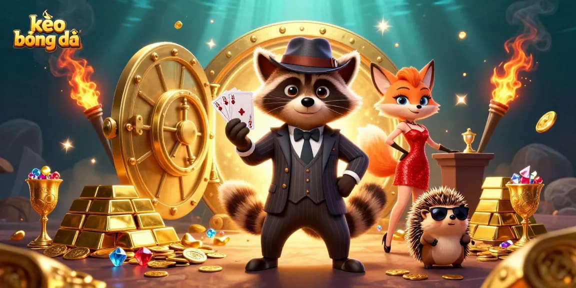 Enhance your kèo bóng đá experience with expert analysis, featuring a suave raccoon, fox lady and hedgehog bouncer.
