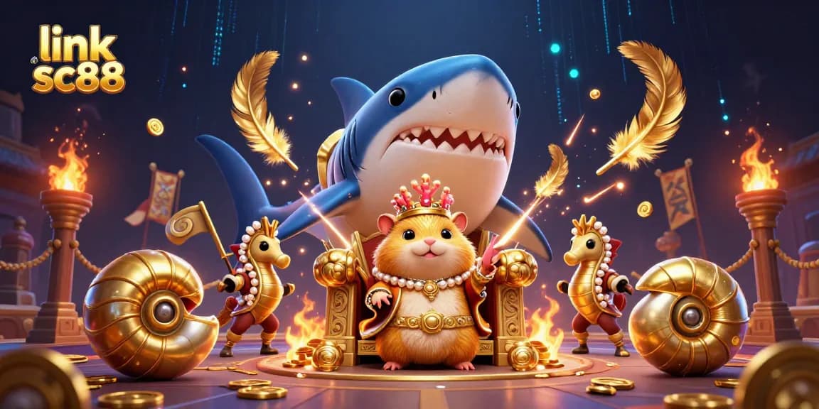 Experience the thrill of link sc88 in this vibrant 3D casino scene featuring a golden hamster king.