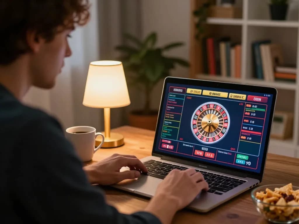 Experience the thrill of lv 88 with intense online roulette gameplay in a cozy home setting.