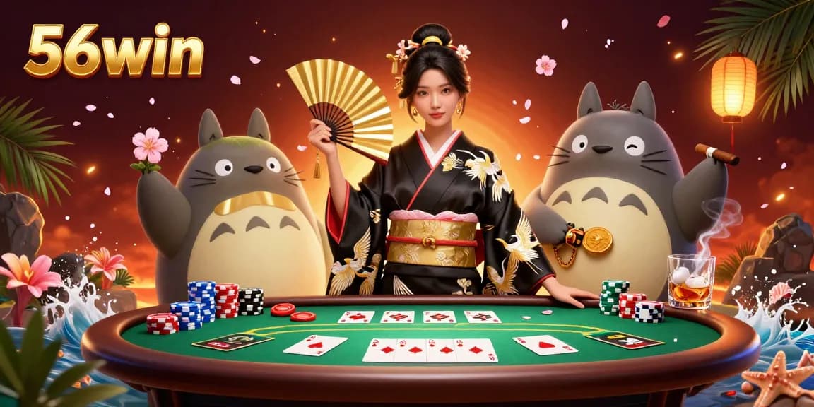 Experience lively gaming at 56win with vibrant characters and dynamic poker elements in a captivating atmosphere.