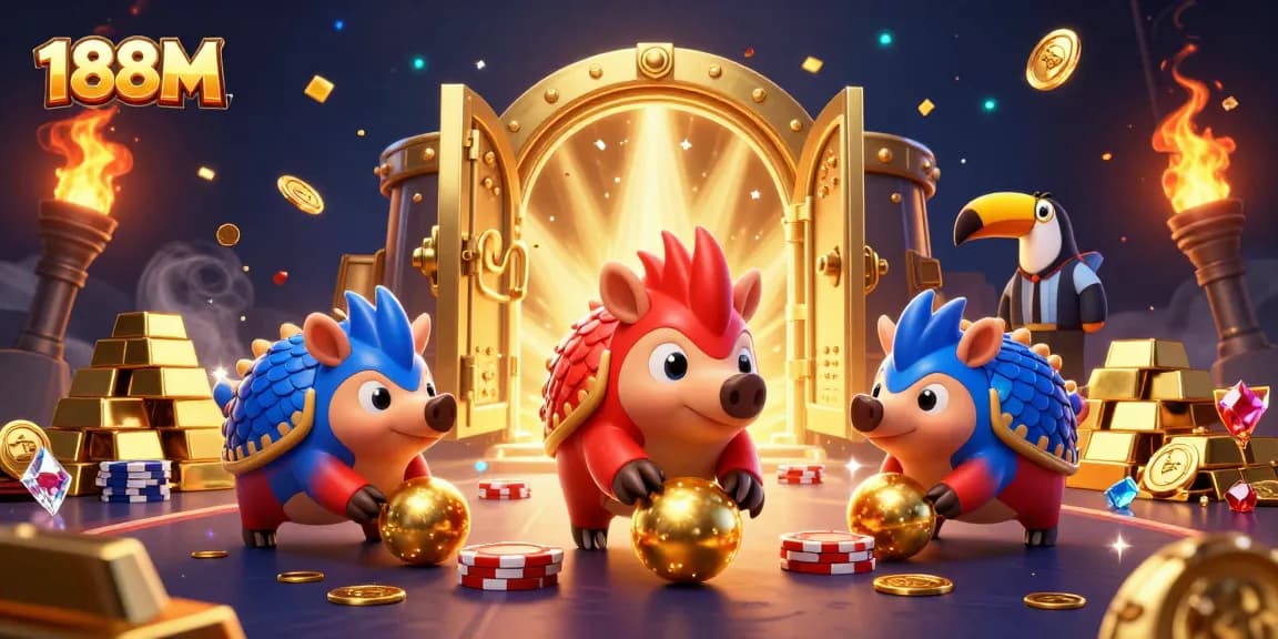 Experience thrilling 188M gameplay with animated pangolins bowling through poker chips!