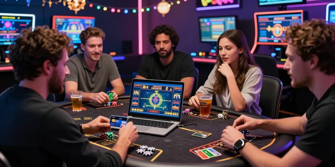 Engaging scene of players at online credit card casinos, showcasing excitement and diverse gameplay.