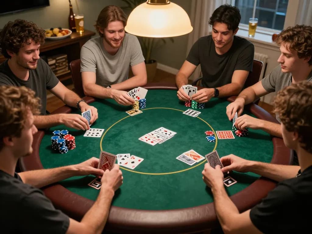 Players engaging in an exciting poker game at home featuring EK333 themed strategies.