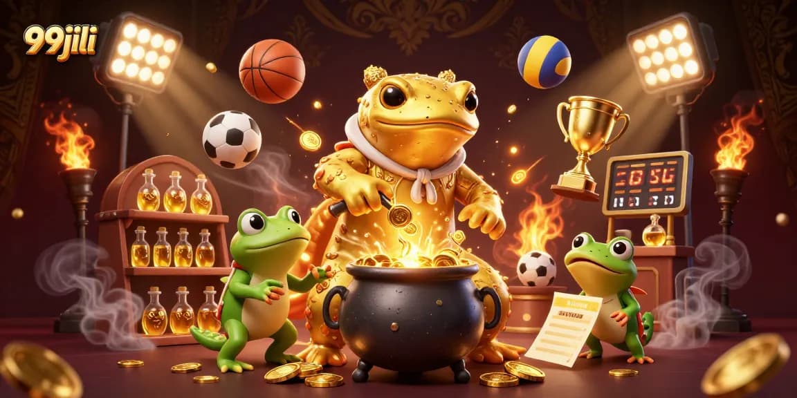 Experience thrilling betting action with 99jili's immersive golden gambling scene featuring dynamic sports elements.