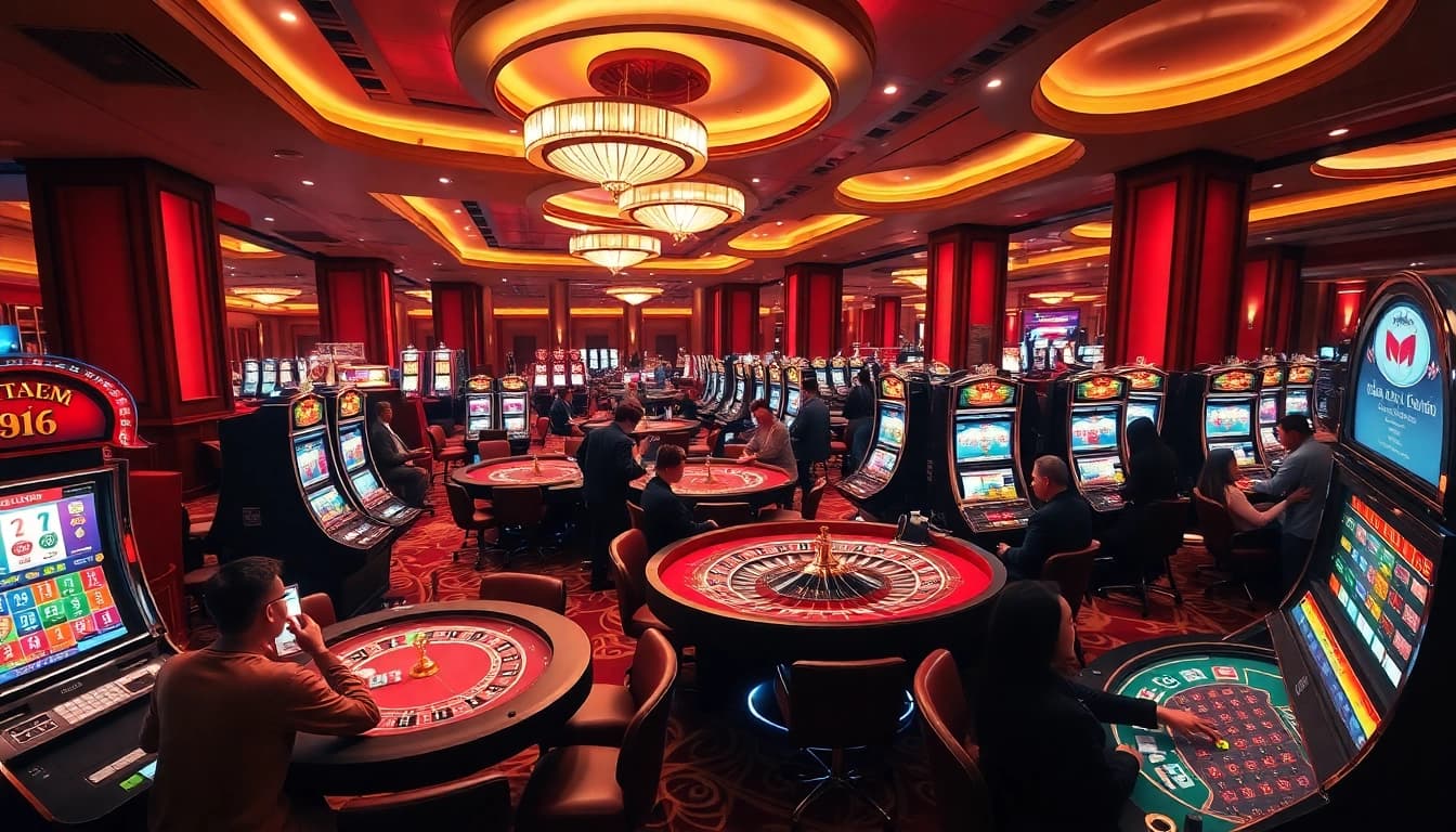 Exciting casino action featuring nhà cái 69vn with players engaged at the tables.