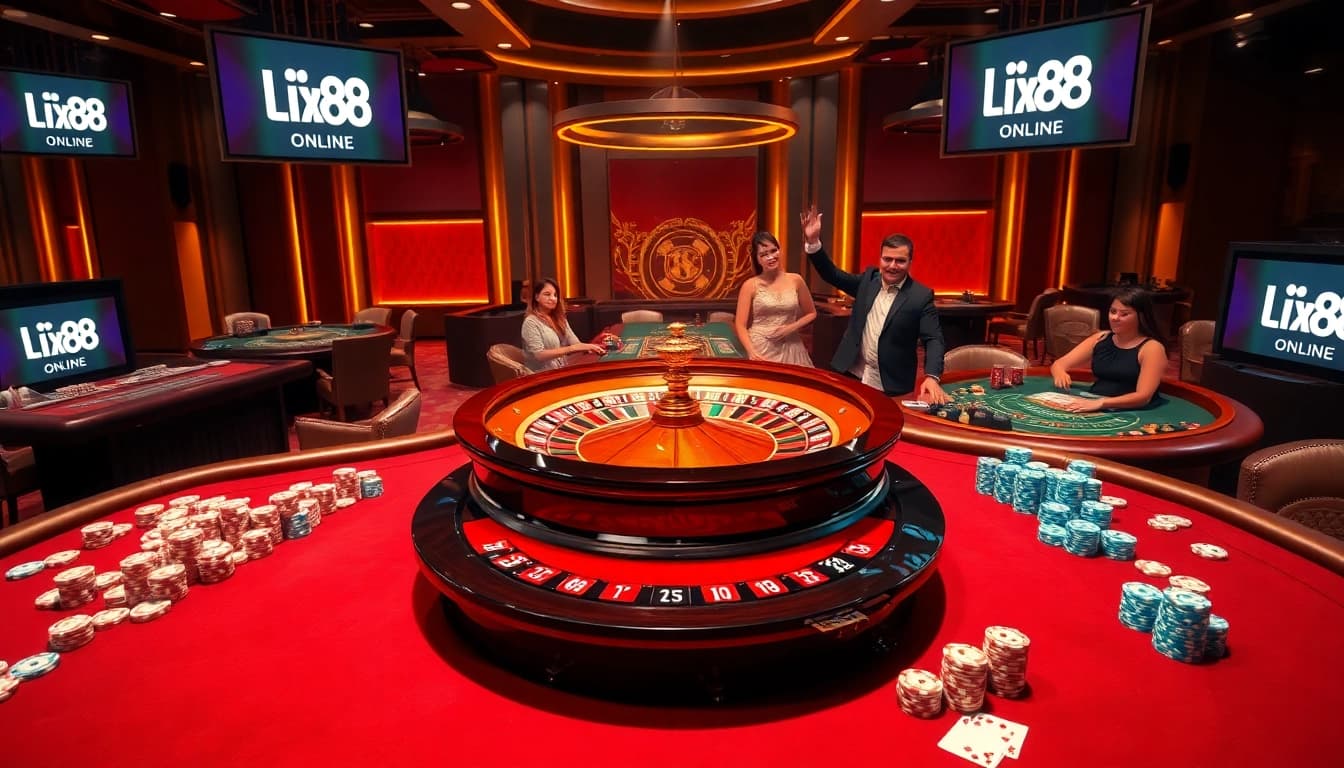 Experience the thrill of lixi88 online with vibrant casino games and players celebrating wins.