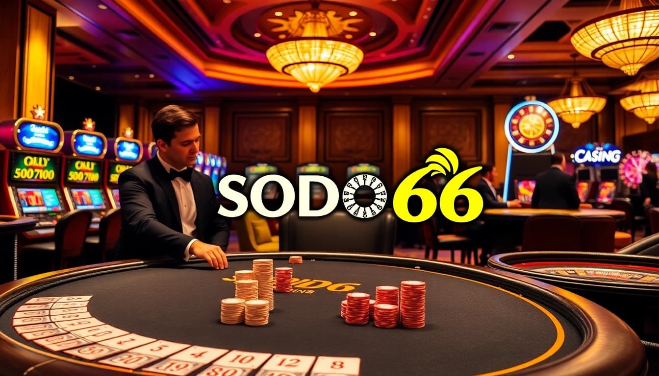 Experience thrilling gameplay at SODO66 casino with poker games and vibrant slot machines.