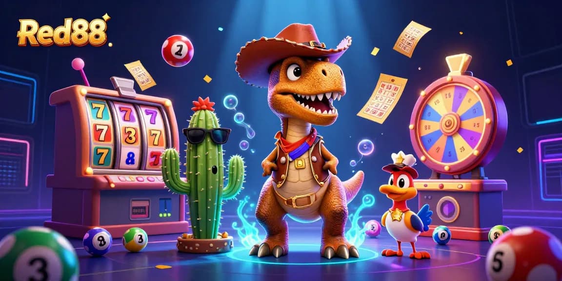 Experience exciting slots and jackpot games at Red88 with vibrant characters and dynamic casino elements.