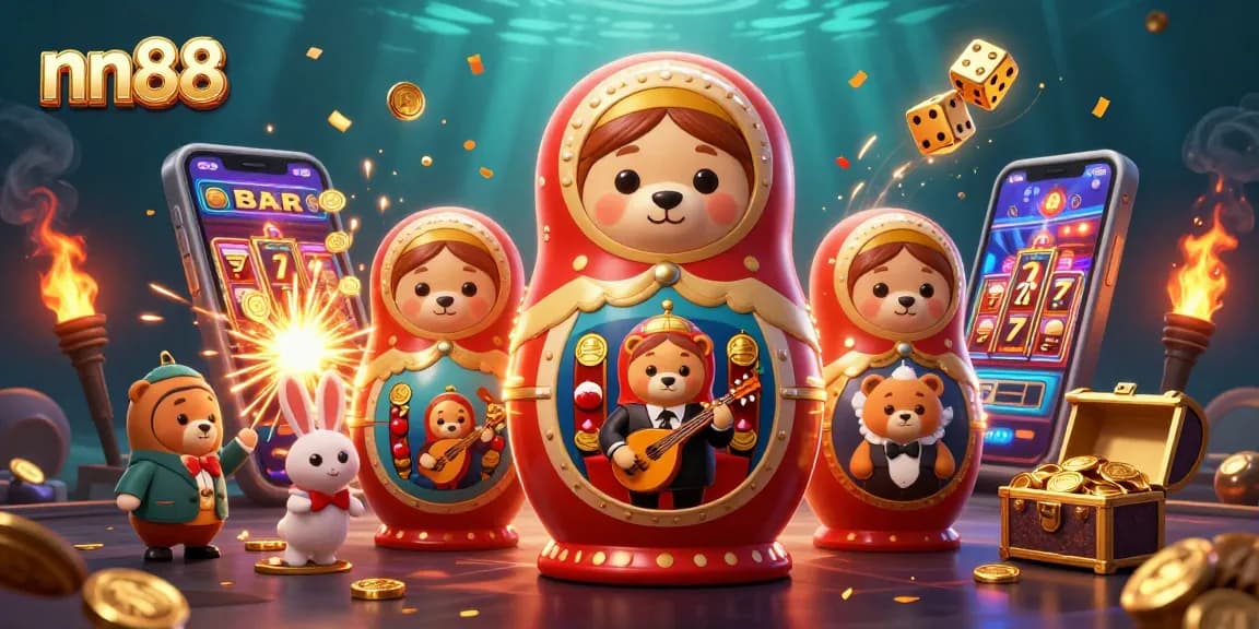 Experience excitement with nn88, featuring colorful slot games and charming characters in action.
