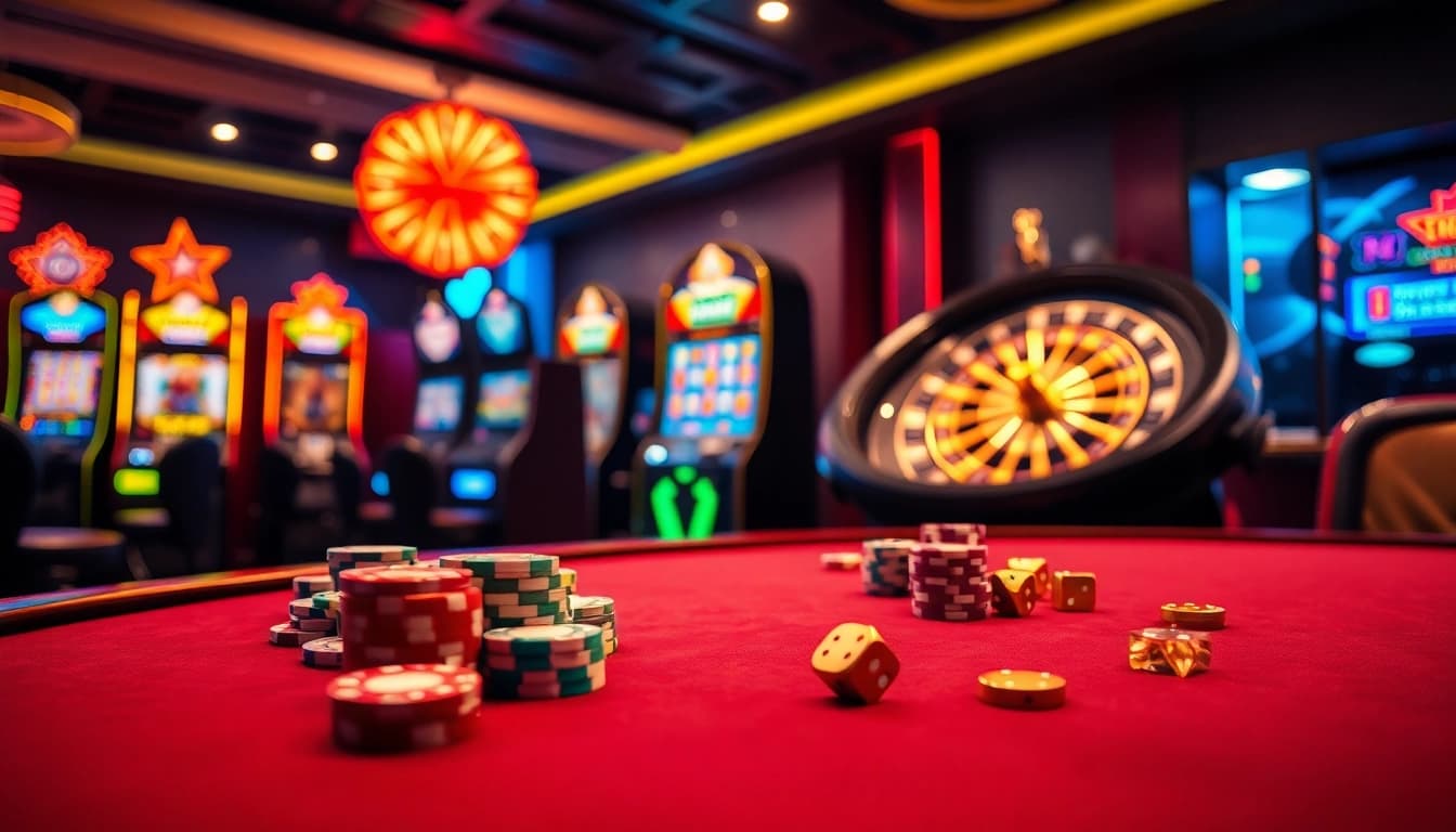 Experience the thrill of 888VI BIZ with vibrant casino visuals, showcasing poker chips and slot machines.