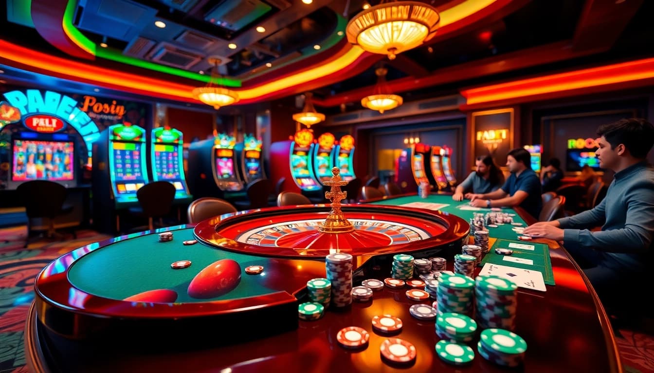 Experience the thrill of betting with FABET at a luxurious casino table.