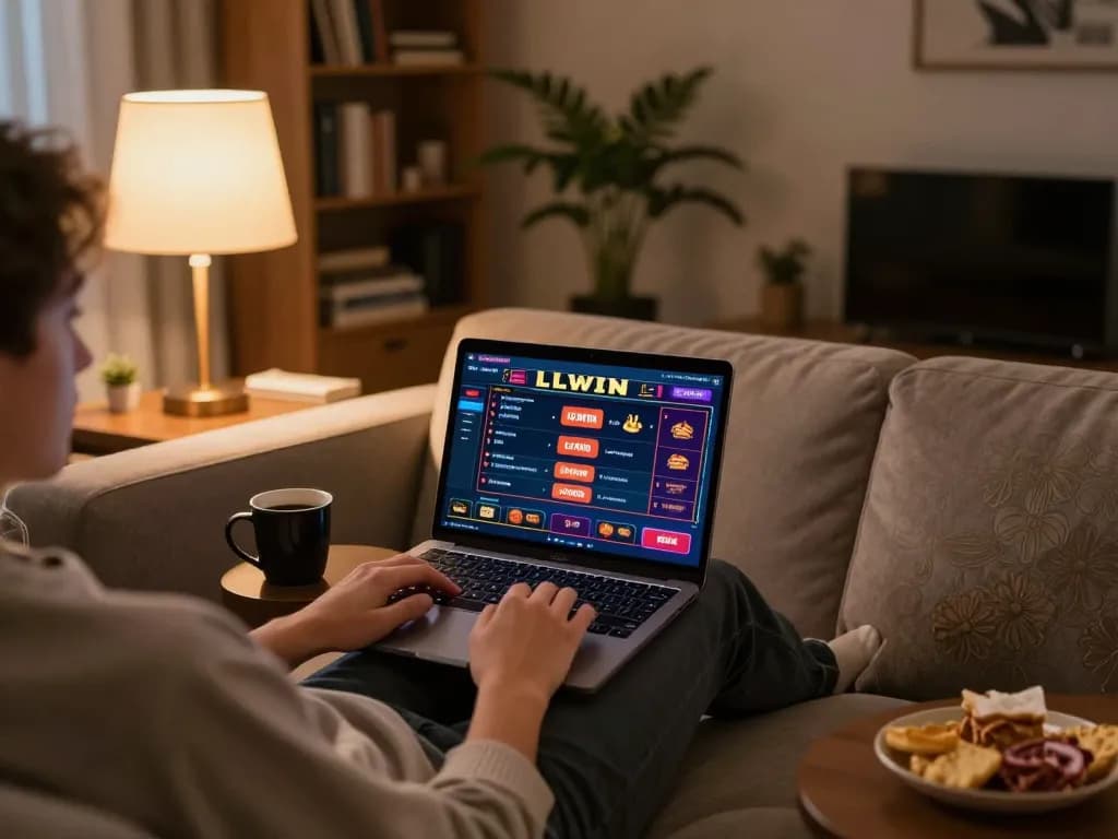 Engaging gaming session with LLWIN casino interface displayed on a laptop