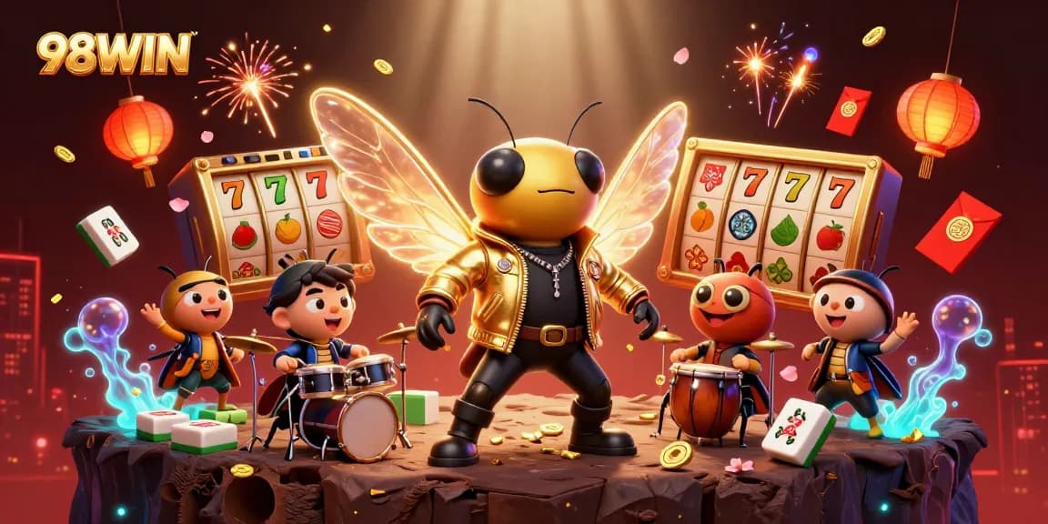 Engage with 98WIN's vibrant 3D casino world featuring exciting slot elements and charismatic characters.