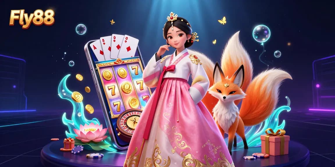 Engage with Fly88's vivid 3D slot gaming scene, featuring vibrant characters and immersive casino elements.
