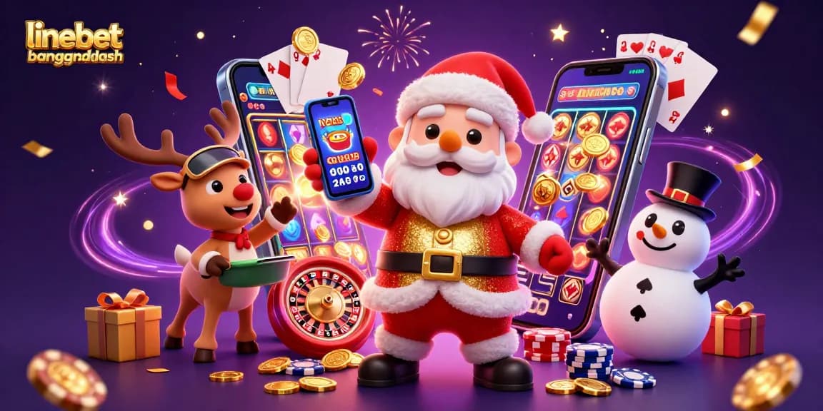 Engage in thrilling jackpots and slots with linebetbangladesh featuring festive characters in casino.