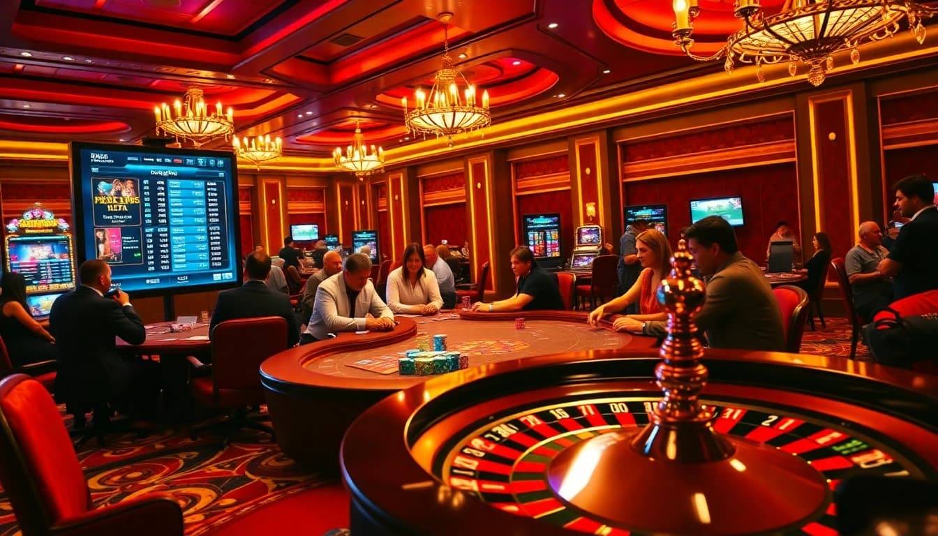 Poker players immersed in a game, reflecting the vibrant atmosphere of https://www.bdtk66.blog/ with lively casino elements.