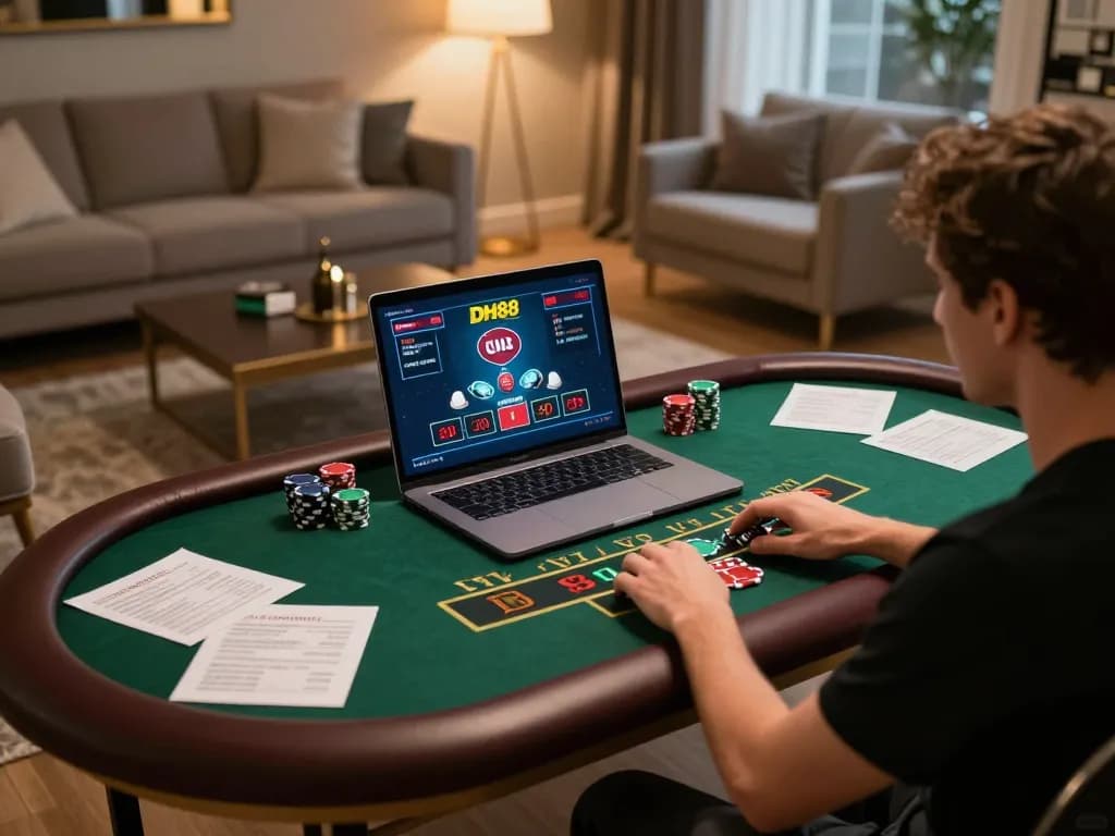 Player engaging in a thrilling live dealer blackjack game at DH88 online casino.