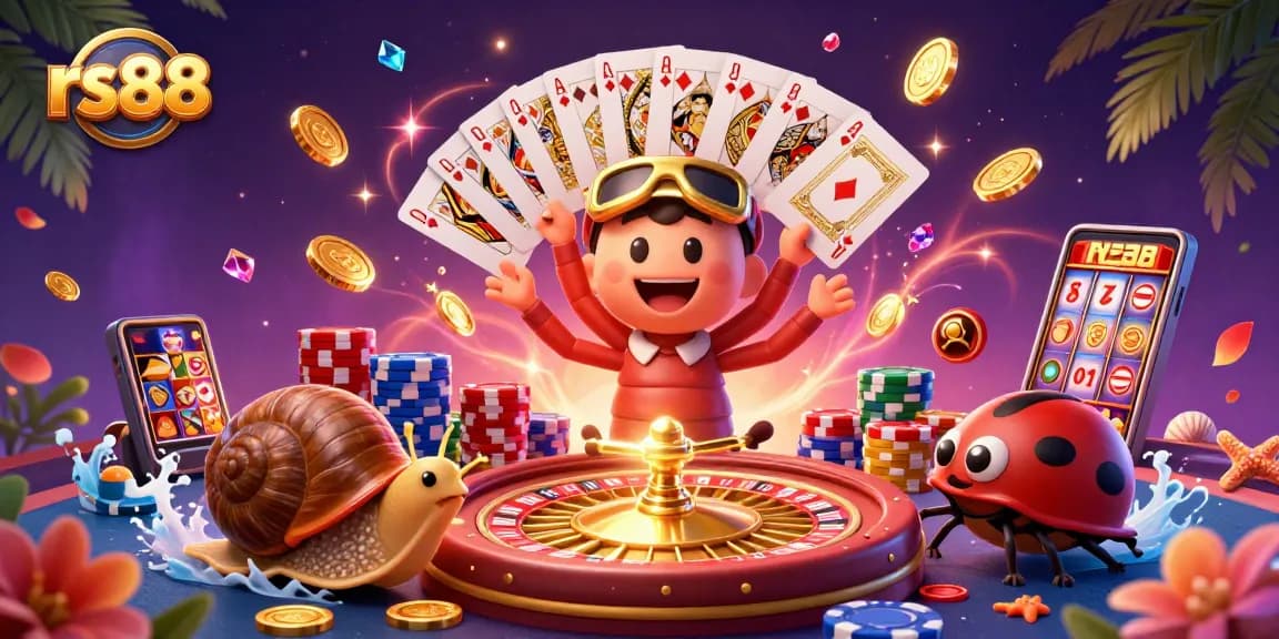 Experience thrilling gameplay with rs88 as animated characters dive into casino fun with vibrant elements.