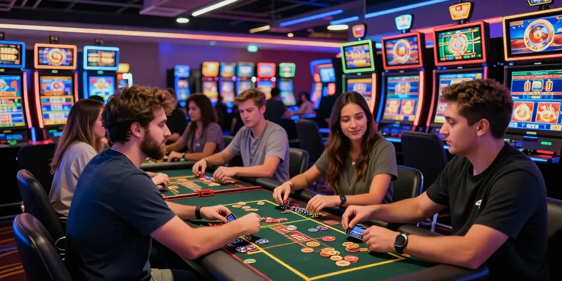 Engaged players at a credit card casino, highlighting https://jumpspace.org.uk's vibrant gaming atmosphere.