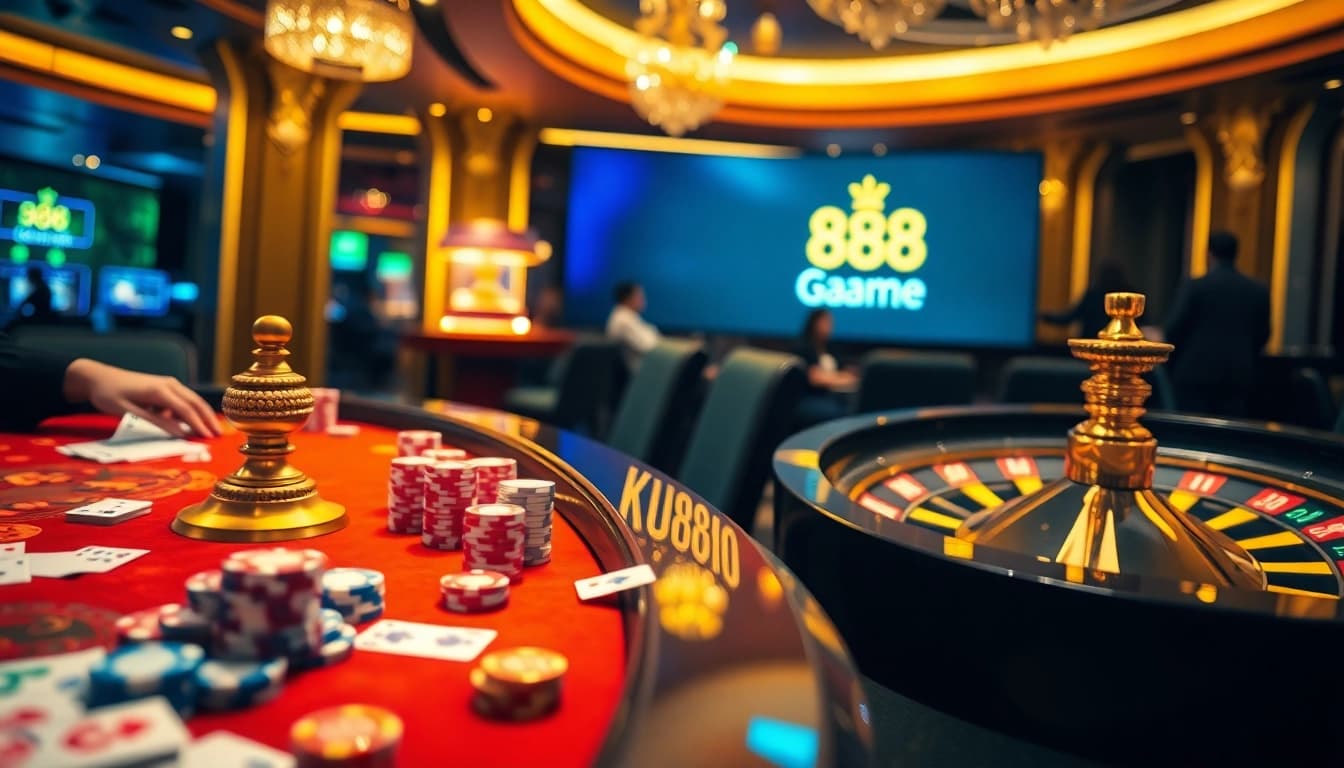 Experience the excitement at Ku88game poker tables with vibrant action and high-stakes gambling.