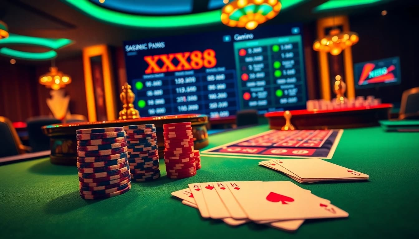 Experience the thrill of gambling with XX88 at a luxurious poker table.
